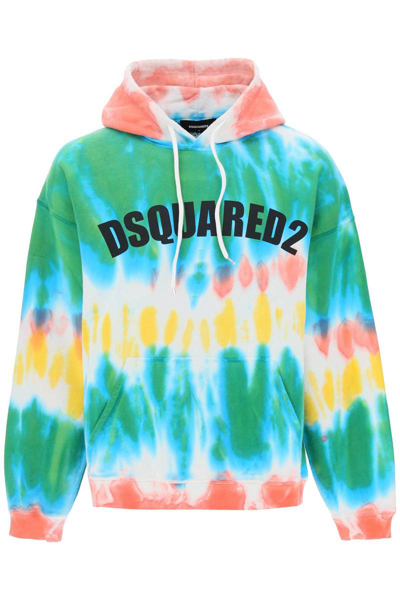 Dsquared2 Logo Tie Dye Sweatshirt Hoodie In Multicolor