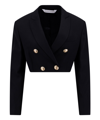 Palm Angels Double-breasted Cropped Blazer With Gold Button Accents In Black