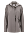 Jil Sander Wool Shirt With V-neckline And Front Tie In Green