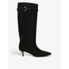 Alaïa Azzedine Alaia Womens Black V Leg Suede Heeled Knee-high Boots In Black