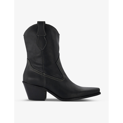 Dune Womens Black-leather Pardner Pull-on Leather Ankle Boots
