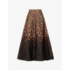 VALENTINO VALENTINO WOMENS ANIMALIER LEOPARD-PRINT FLARED SILK MAXI SKIRT