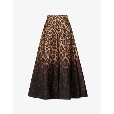 Valentino Gradient Leopard-print Midi Skirt In Animalier