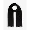 Reiss Womens Black Heidi Fringe-trimmed Cashmere Scarf