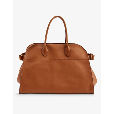 The Row Cushg Cuir Margaux Soft 15 Leather Tote Bag In Brown