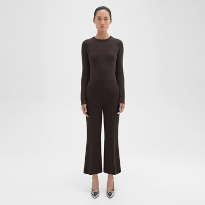 Theory Cropped Kick Pant In Double Weave In Mink