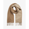 Reiss Womens Camel Picton Logo-embroidered Wool-cashmere Blend Scarf