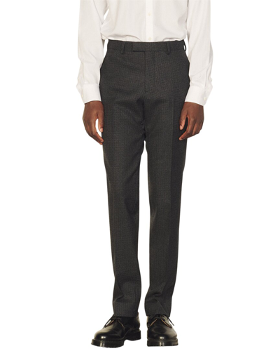 Sandro Formal Houndstooth Wool Suit Pant In Black