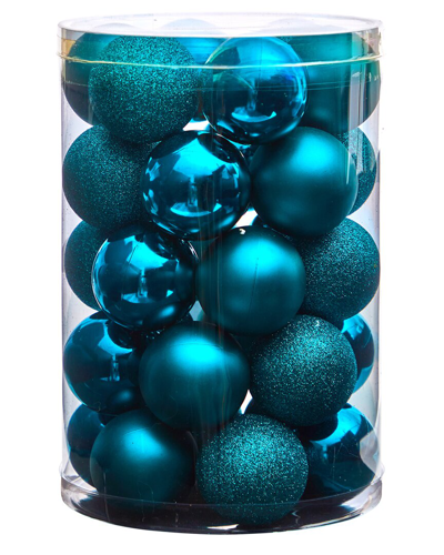 Nearly Natural Set Of 30 Shatterproof Ornaments In Teal