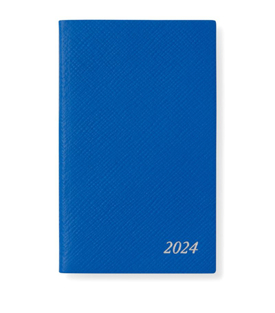 Smythson Panama Leather Weekly Diary 2024 In Blue