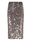 P.a.r.o.s.h "full Paillettes" Midi Skirt In Taupe
