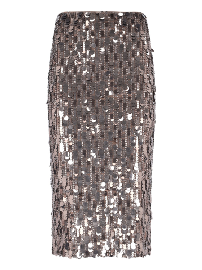 P.a.r.o.s.h. Sequin-embellished Pencil Skirt In Taupe