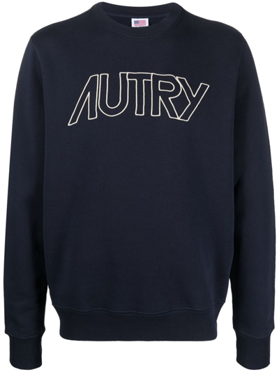 Autry Logo Cotton Sweatshirt In ブルー