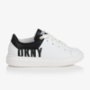 DKNY DKNY TEEN WHITE & BLACK LEATHER TRAINERS