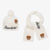 MOSCHINO KID-TEEN IVORY KNITTED HAT & SCARF GIFT SET