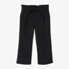 BONPOINT GIRLS NAVY BLUE WOOL TIE-FRONT TROUSERS