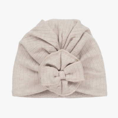 Jamiks Baby Girls Beige Viscose Bow Turban In Multi