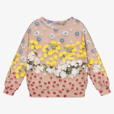 Molo Kids' Girls Beige Cotton Floral Sweatshirt