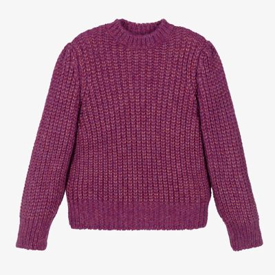 The New Society Kids' Girls Purple Chunky Knit Jumper