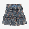 ANGEL'S FACE ANGEL'S FACE GIRLS BLUE FLORAL CHIFFON TIERED SKIRT