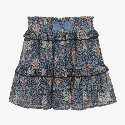 Angel's Face Kids'  Girls Blue Floral Chiffon Tiered Skirt