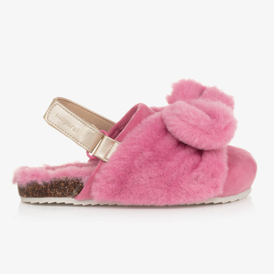 Mayoral Kids' Girls Pink Faux Fur & Faux Suede Slippers