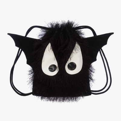 Wauw Capow By Bangbang Black Fluffy Bat Drawstring Bag (29cm)
