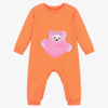 WAUW CAPOW BY BANGBANG BABY GIRLS ORANGE HEART BEAR ROMPER