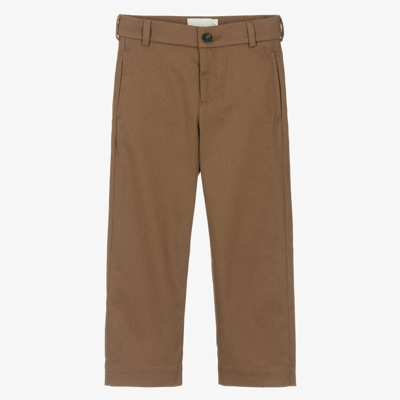 Fendi Kids' Boys Brown Ff Cotton Trousers