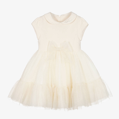 Lapin House Kids' Girls Ivory Glitter Tulle Dress