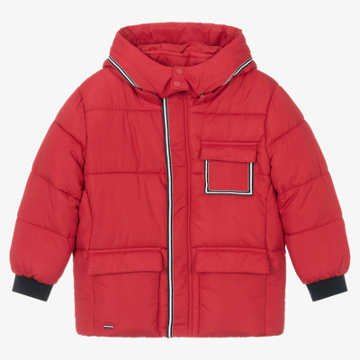 Mayoral Kids' Boys Red Hooded Puffer Coat