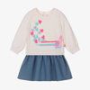 BILLIEBLUSH GIRLS PINK KNIT & DENIM SNAIL DRESS