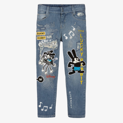 Givenchy Kids' Boys Blue Distressed Denim Disney Jeans