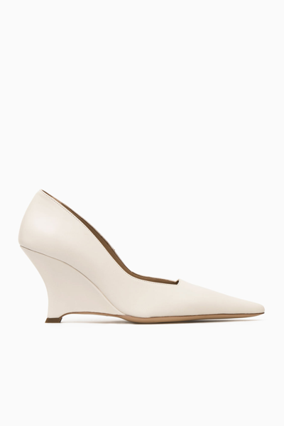 Cos Pointed Leather Wedge Pumps In Gold