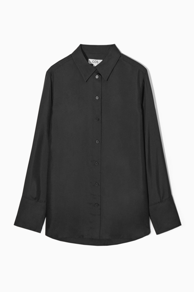 Cos Oversized Pure Silk Shirt In Black