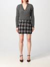 Alessandra Rich Stitch-detail Checked Miniskirt In Black