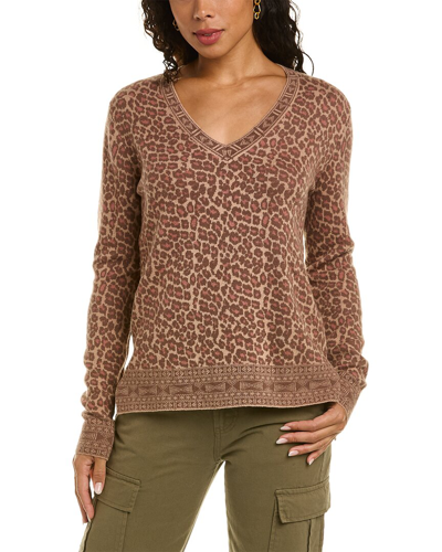 Johnny Was Rita V-neck Wool & Cashmere-blend Pullover In Brown
