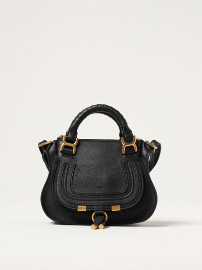 Chloé Marcie Grained Leather Bag In Black