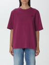 Maison Kitsuné Cotton T-shirt With Logo Patch In Red Purple