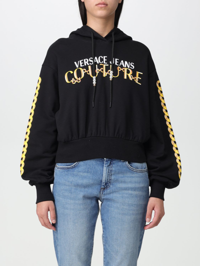 VERSACE JEANS COUTURE COTTON SWEATSHIRT WITH CHAIN LOGO,E66371002