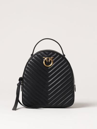 Pinko Love One Quilted Leather Backpack In Black