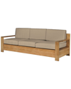 CURATED MAISON CURATED MAISON LOTHAIR 3 PERSON TEAK OUTDOOR SOFA WITH SUNBRELLA FAWN CUSHIONS