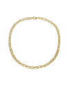 Rachel Glauber 14k Gold Plated With Clear Cubic Zirconia Pave Clasp Paperclip Link Necklace