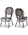 BAXTON STUDIO BAXTON STUDIO ALAIRE CLASSIC FRENCH WEAVING AND METAL 2PC OUTDOOR DINING CHAIR SET