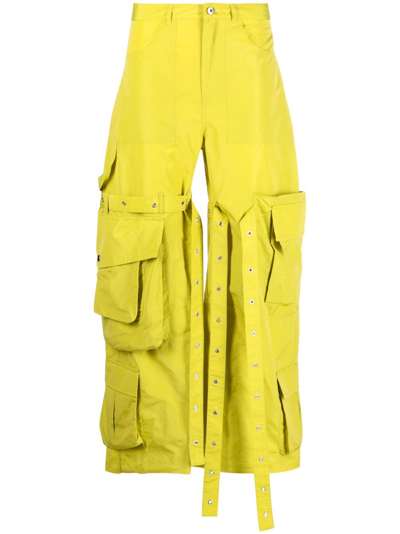 Marques' Almeida Multiple-pocket Strap-detail Wide-leg Trousers In Green