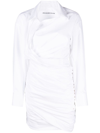 ALEXANDER WANG WHITE DRAPED COTTON SHIRT DRESS