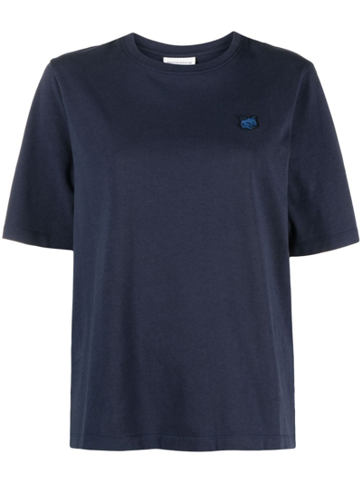 Maison Kitsuné Fox Head Cotton T-shirt In Blue