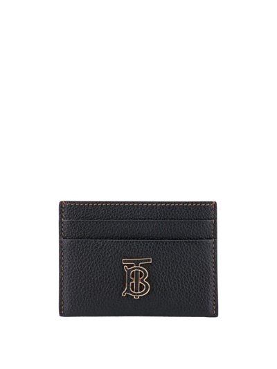 Burberry Logo Plaque Texture Card Holder In Black
