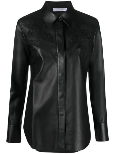 Chloé Leather Shirt In Black