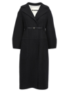 Jil Sander Tailored Long Wool Coat With Structured Lapel And Removable Waist Belt In Black